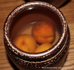 After selecting the unbruised peaches for the receipt (recipe) To pickle Peaches then take Spring-water, as much as you think will cover them; make it strong enough to bear an Egg by adding salt. Let them stand three Days. 